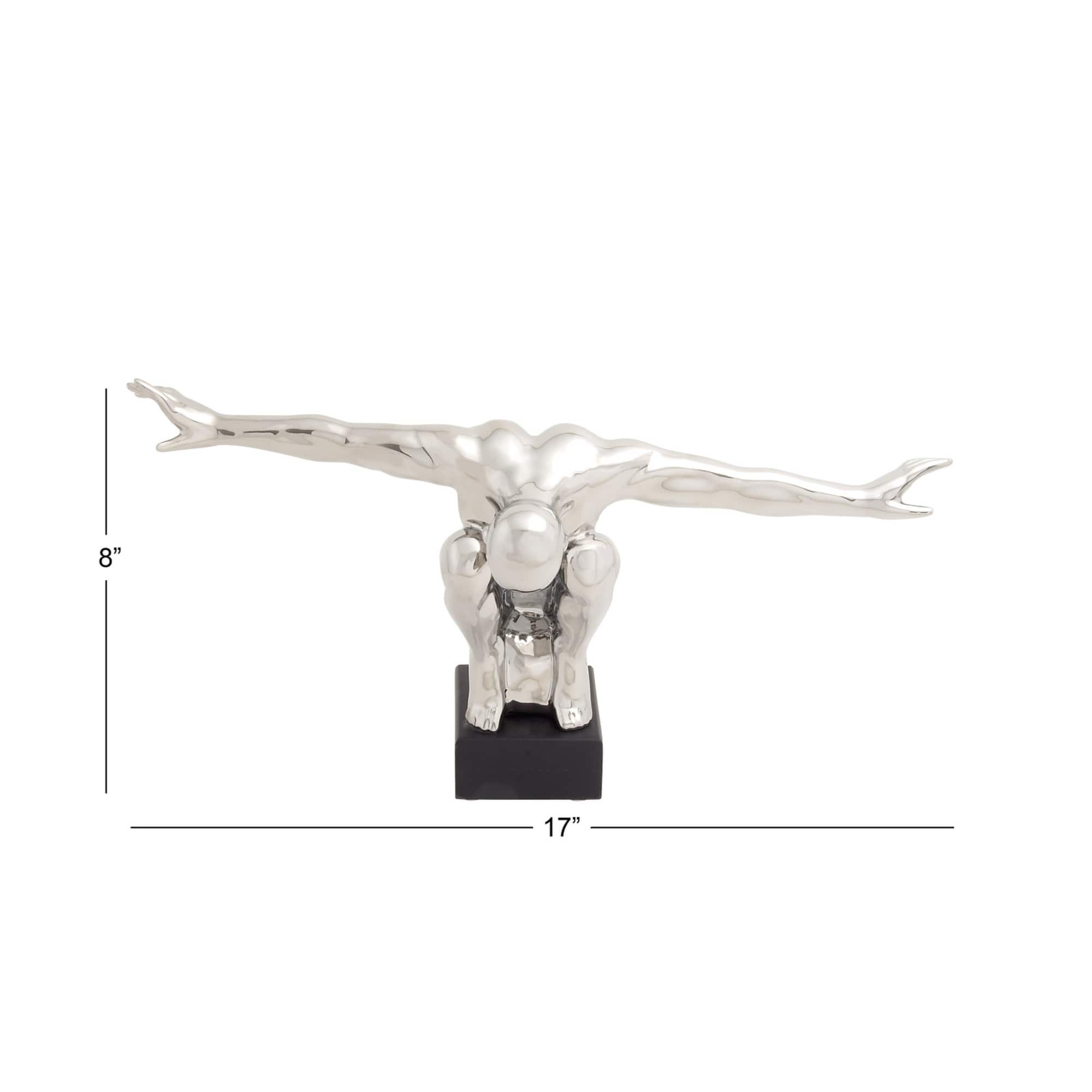 17" Silver Porcelain Traditional Man Sculpture